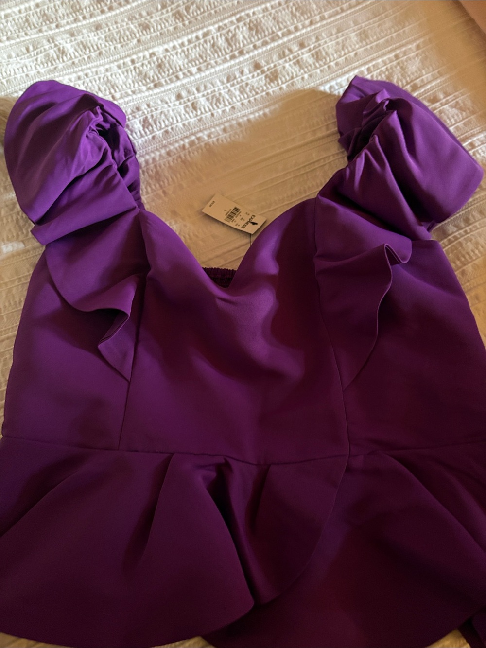 EXPRESS Purple Ruffle Sleeve Peplum Dress